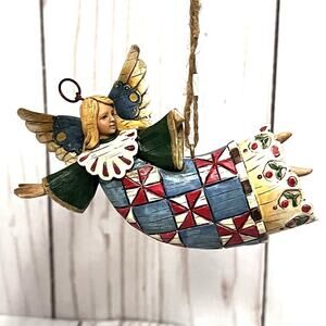 Jim Shore Heartwood Creek Christmas Angel Figurine 2002 **Missing Trumpet**